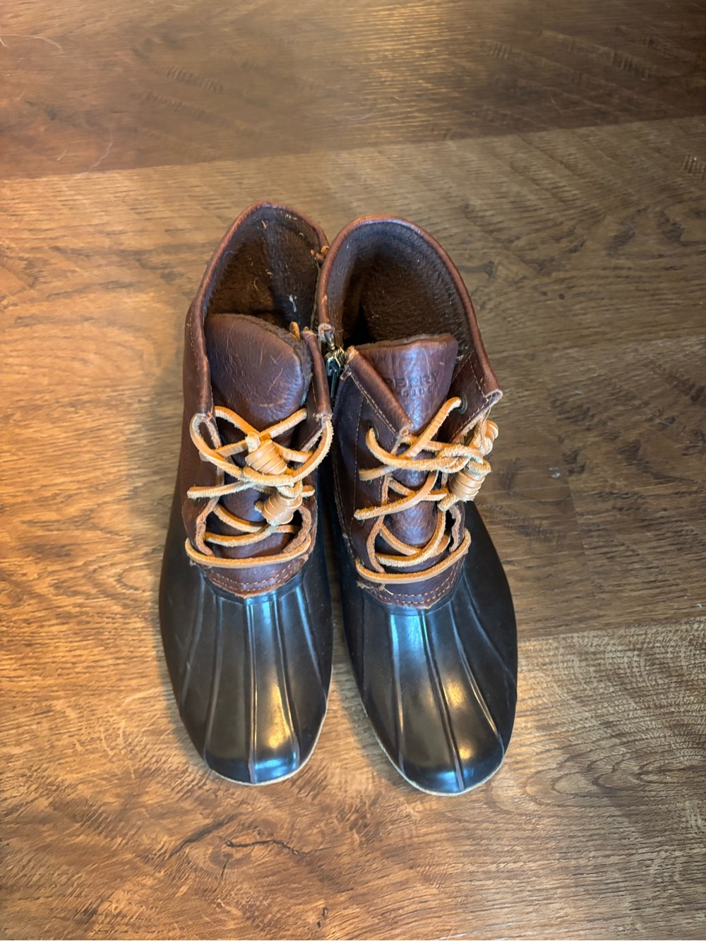 Sperry Brown Leather and Black Rubber Duck Boots